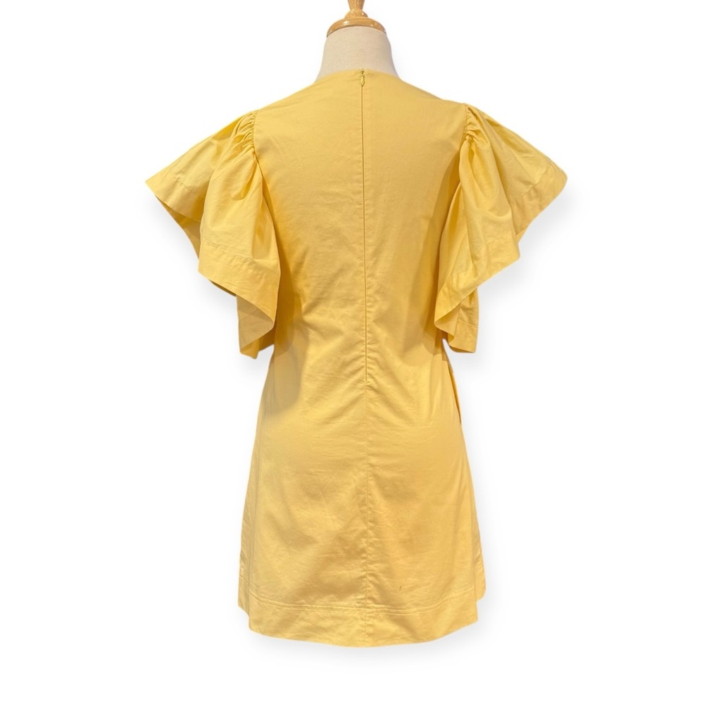 Mable Yellow Butterfly Flutter Sleeves Sheath Cotton Mini Dress Size Small - Picture 4 of 9